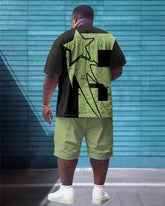 Printed Front And Back Men's Large Simple Pattern Printed T-shirt Shorts Suit